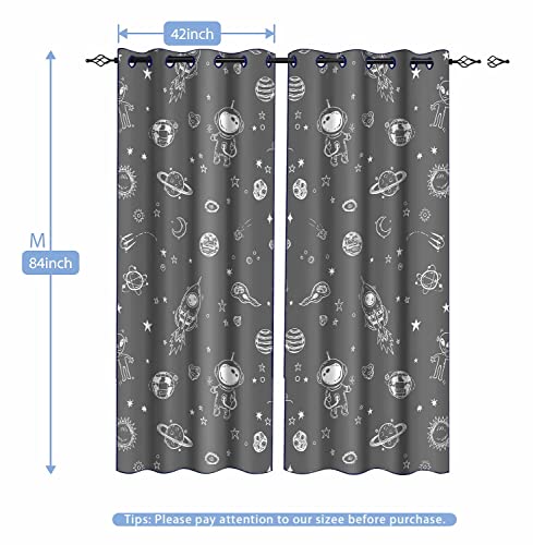 Mizsye Galaxy Outer Space Curtains For Kids Bedroom Cosmic Planet Star Rocket Astronaut Pattern Gray Blackout Curtains Cartoon Theme Window Treatments For Boys Playroom Living Room 2 Panels Clzyms91 #TOP3
