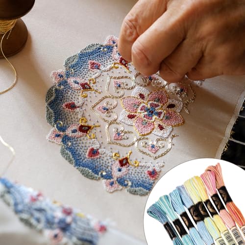 Image of 70 Yards 8 Skeins Gradient 6 Strands Mixed Color Cross Stitch Floss Variegated Embroidery Thread Colored Friendship Bracelet String Polyester Threads Set for Hand Sewing Making Craft Supply