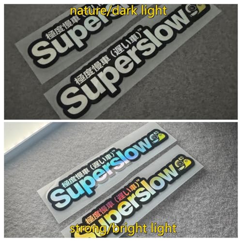 Image of Car Styling Sticker for Japanese Superslow Snail Creative Words Auto Oil Tank Window Body Vinyl Computer Case Motocross Decals (F 13x3cm Black Laser 2PCS)