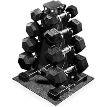 BalanceFrom Rubber Coated Hex Dumbbell Weight Set with Storage Rack, 100LB or 150LB or 200LB Set, 5-20 lbs or 5-25 lbs or 10-30 lbs Pairs