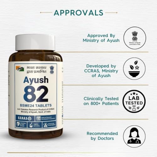 Image of Ayush 82 BSME24 Tablets, Diabetes Care, Research Product of CCRAS, Ministry of Ayush, Govt. of India, Control Blood Sugar Level Naturally (180 Tablets) (PACK1)