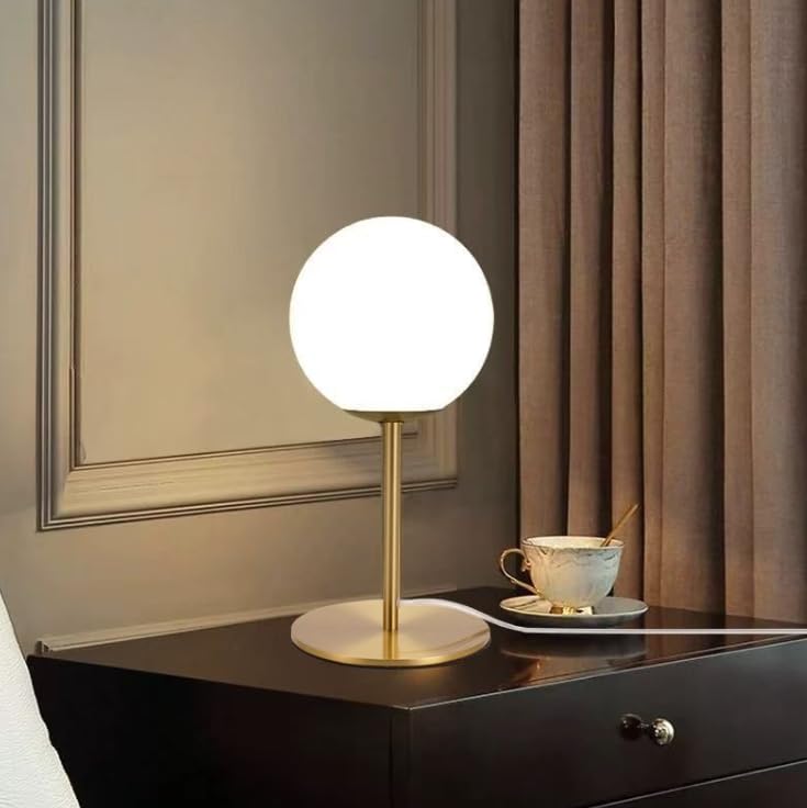 Dopa Dopastore Lampada da Tavolo con Attacco G9 Design Lineare Ø13CM Sfera in Vetro e Struttura in Metallo Oro per Ambienti Interni IP20