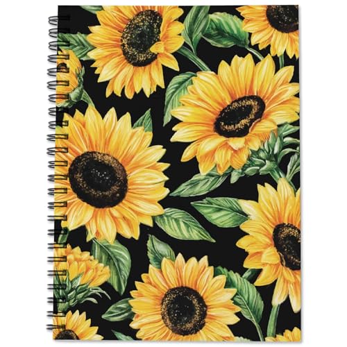 PRESSINART Sunflower Notebook Journal Floral Spiral Notebook 8 x 6