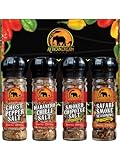 Spicy Salts and Seasonings Gift Box by African Dream Foods | 4-Pack Variety with Reusable Grinder | Safari Smoke Seasoning, Ghost Pepper Salt, Habanero Salt, Smoked Chipotle Salts | All-Natural | Made in Africa