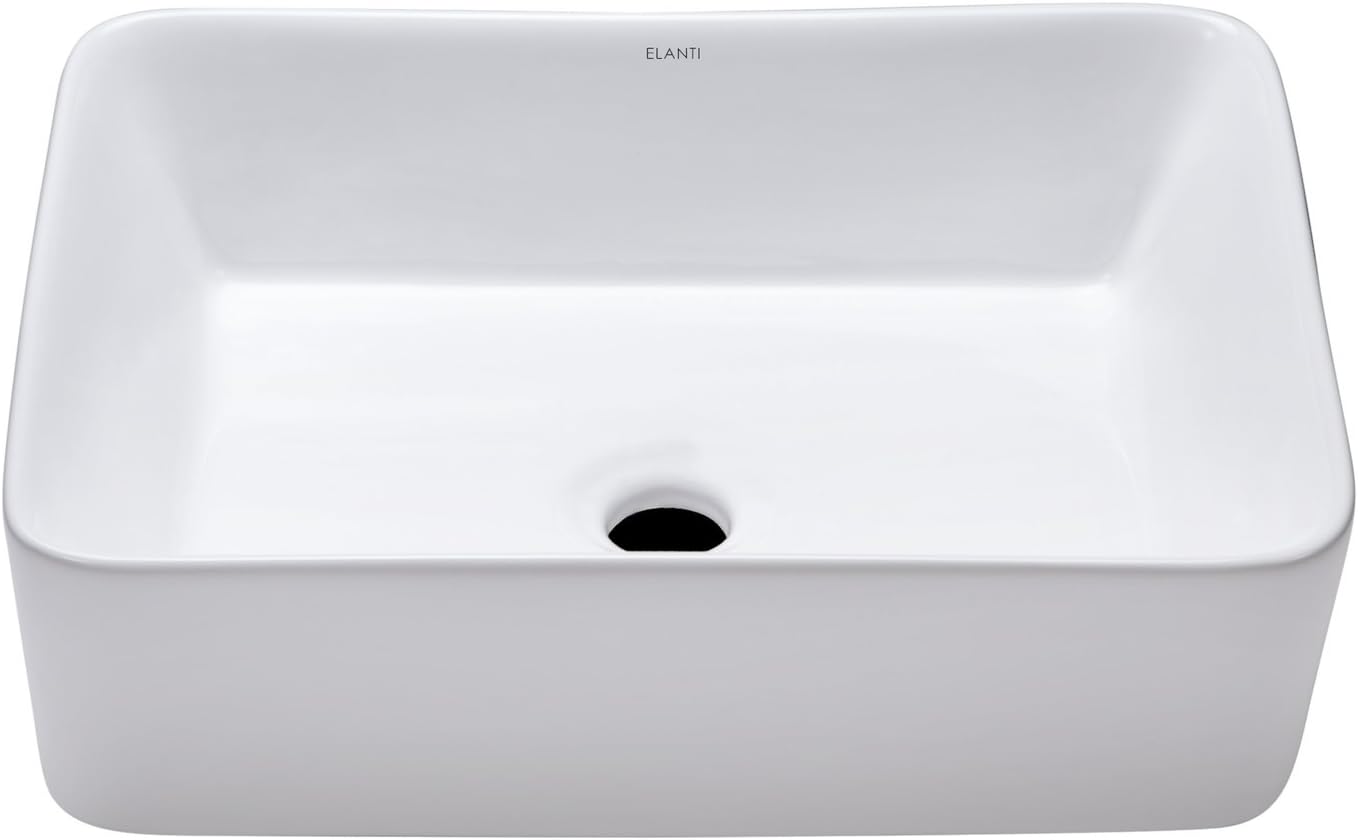 Elanti Collection EC1606 Elanti 1606 Porcelain Rectangular Vessel Sink, (18.8 x 14.5 x 5.2 Inches) Elanti Collection EC1606 Elanti 1606 Porcelain Rectangular Vessel Sink, (18.8 x 14.5 x 5.2 Inches)