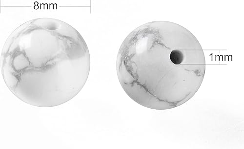 Miniatura 114 de BEEFLYING 100 cuentas de piedra de turmalina negra natural de 0.315 pulgadas (0.315 in), piedras preciosas redondas sueltas con hilo de cristal