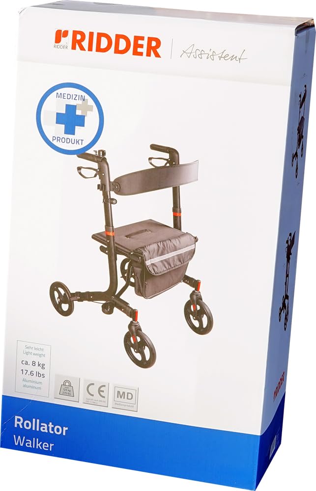 HEADNMORE® Bundle – RIDDER® chodzik Walker wózek spacerowy do 125 kg, szerokość siedziska: 46 cm + breloczek do kluczy