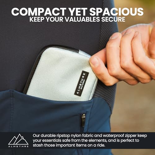 Image of ALMSTHRE Ride Wallet 7 inchx4 inch | Waterproof Cycling Wallet for Phone, Cards & Essentials | Durable Ripstop Nylon - Fits Most Phones & Passports | Secure Storage for Biking & Travel