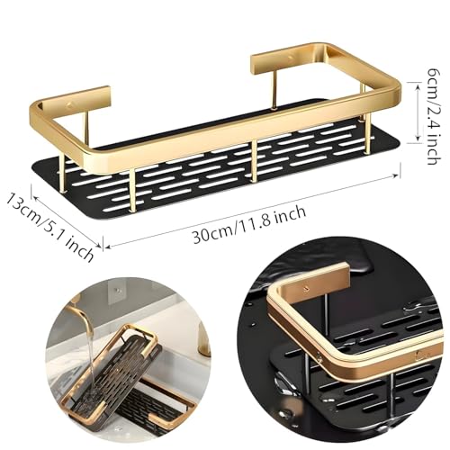 Perpetual Self - Adhesive Bathroom Shelf For Wall, Multipurpose Wall Mounted Bathroom and Kitchen Organiser Without Drill, Space Saving Stand For Bathroom And Kitchen Wall (Pack Of 2) Gold