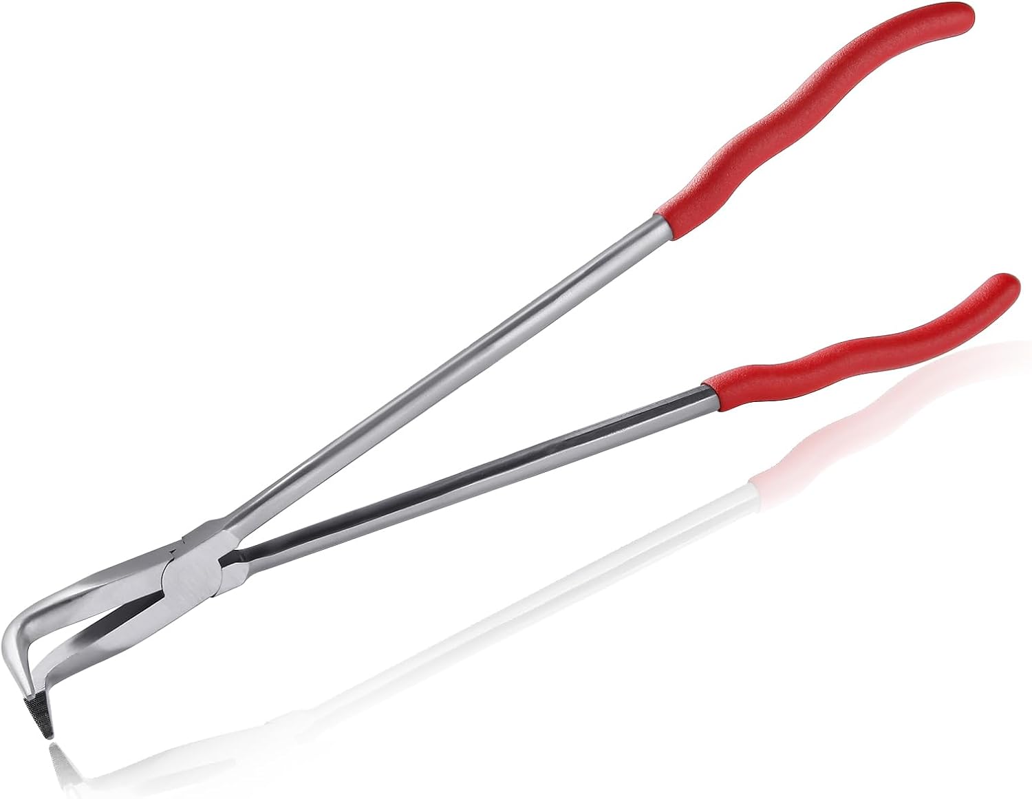 SPEEDWOX 15-Inch 90 Degree Needle Nose Pliers - Extra Long, Carbon Steel, Red, Ergonomic Grip