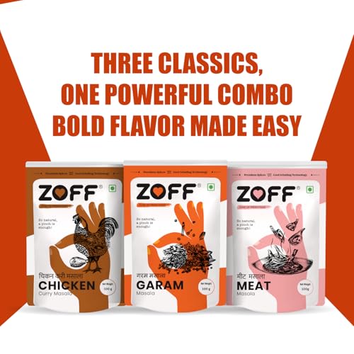 Image of Zoff Masala Trio - Chicken Masala, Meat Masala Powder & Garam Masala - Pack of 9 x 100g - Net Weight: 300g
