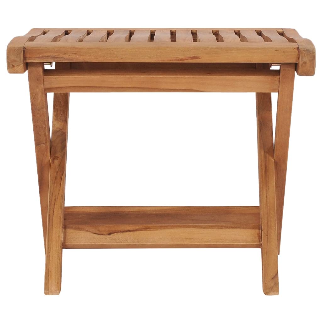 vidaXL Teak Massiv Fußhocker Klappbar Gartenhocker Beistelltisch Klapphocker Sitzhocker Hocker Holzhocker Gartenmöbel 46,5x49x41,5cm