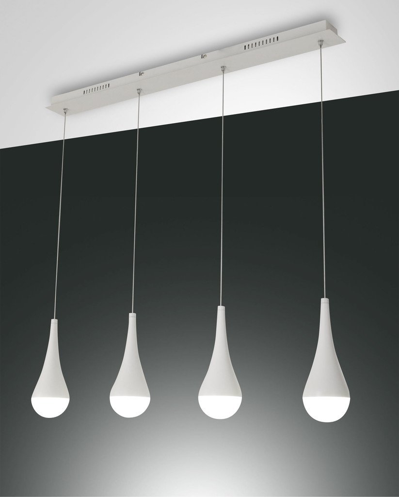 Fabas Luce Pendelleuchte Droppy LED 32W Metall weiß Polycarbonat satiniert IP20
