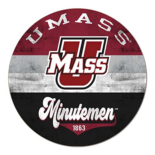 KH Sports Fan UMASS Minutemen Multi-Color Retro Circle Sign, 20x20 Inches, Minutemen Decor for Dorm Room, Bedroom, Fan Cave, Living Room; Display Your Team Spirit with This Unique UMASS Amherst Minutemen Wall Art