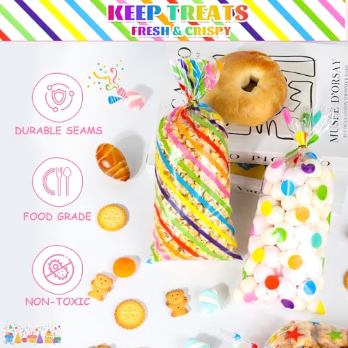 100 Pcs Easter Rainbow Cellophane Bags