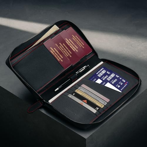 TORRO Premium Leather Family Travel Wallet, RFID Blocking Travel Organizer, Family Passport Holder for 4 Passports, Travel Documents and Cards (Black)3