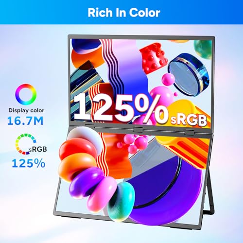 Image of COOLHOOD 18.5 Inch Portable Monitor for Laptop, 1080P FHD 100Hz 125% sRGB USB-C HDMI Travel Monitor for Laptop Mac PC, Portable Screen with Smart Cover, VESA Compatible