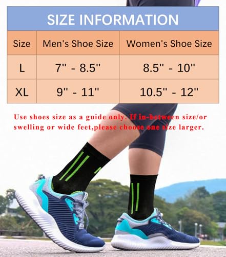 Image of 1Pair Ankle Brace Compression Sleeve for Foot Pain Relief, Swelling, Plantar Fasciitis, Injury Recovery, Compression Ankle Support for Running, Sports (Black & Green, X-Large)