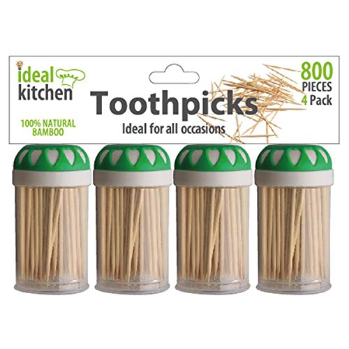 Ideal Kitchen Toothpick, 800 count, 4 pack, 100% Natural Bamboo