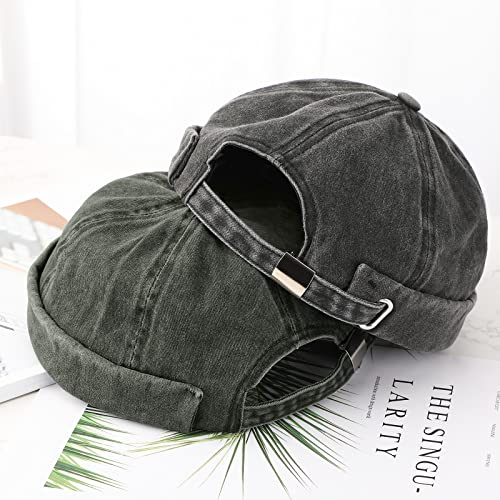 Image of SATINIOR 2 Pieces Brimless Hats for Men Adjustable Docker Cap Casual No Brim Hat Rolled Cuff Sailor Skullcap
