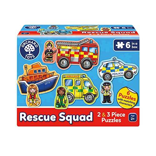 Orchard Toys Rescue Squad Jigsaw Puzzle A Collection of 6 puzzles featuring 2 and 3 pieces Perfect for Little Hands Perfect for Ages 2+