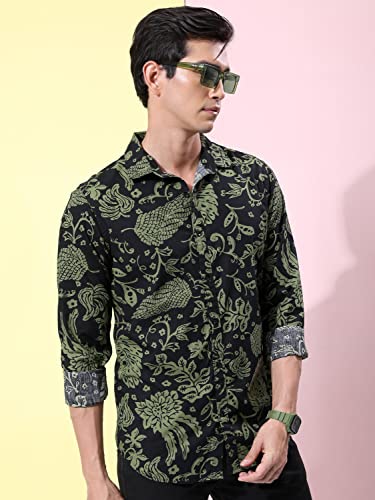 Image of Ketch Men Cotton Slim Fit Printed Full Sleeve Shirt