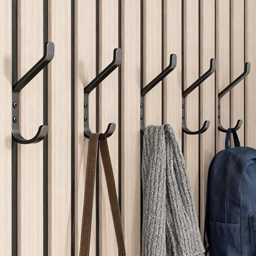 Josmimic Garderobenhaken 20-Stück, Kleiderhaken Schwarz zum Schrauben, Wandhaken für Akustikpaneele, Wandpaneele, Schlafzimmer, Wohnzimmer, Badezimmer, für Garderobe, Jacken, Metall 10CM