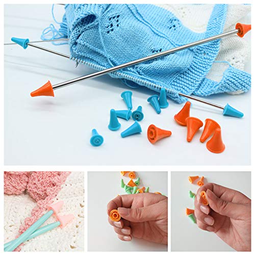 20 Pcs Knitting Needles Point Protectors/Stoppers With Plastic Box, Include 10 Small & 10 Large, Knit Needle Tip Covers For Beginners Knitting Craft Diy #TOP6