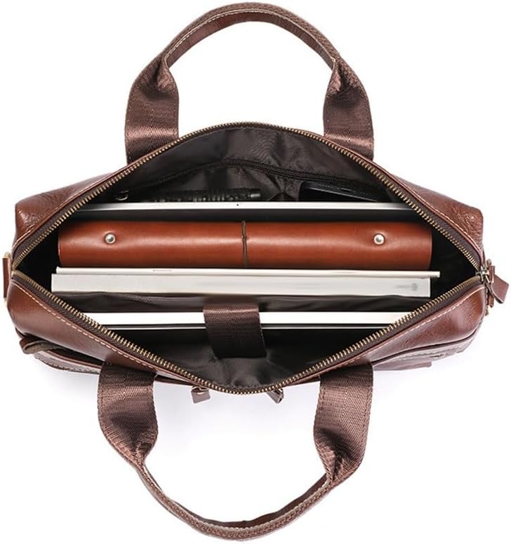 Shoulder Business Handbag Leather Briefcase Retro Diagonal Cross Computer Bag