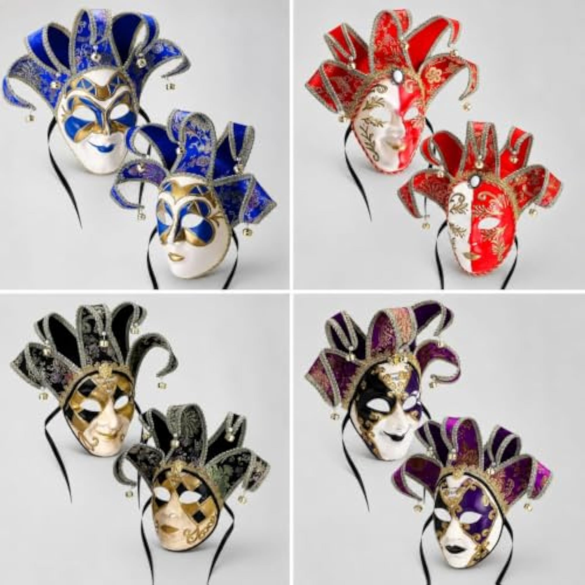 Ornate Jester Mask with Bells, Theatrical Design