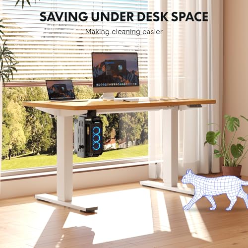 Image of FLEXISPOT EN2 48''x24'' Electric Standing Desk with PC Stand Bundle, One-Piece Desktop, Easy-to-Install Hanging Design PC Mount, Bundle for Home Office, Game & Small Spaces, Maple