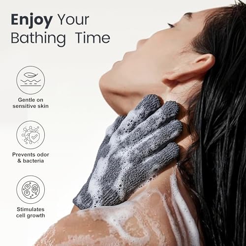 Yiclick 4 Stück Peelinghandschuh Peeling Handschuhe - Exfoliating Gloves, Körperpeeling Peeling Körper Gesicht, Badeschwamm, Duschschwamm, Peeling Luffa Schwamm Waschlappen Rückenbürste Badezubehör
