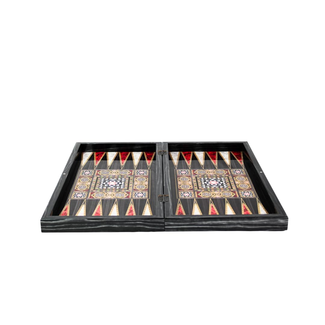 Juego de backgammon de madera con diseño de madreperla de 50,8 cm