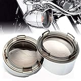 NEVERLAND Chrome Visor-Style Turn Signal Bezels with Smoke Lens for Harley Custom Cruiser