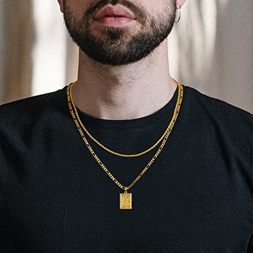 Luxejew Gold Initial Necklaces For Women Men,Stainless Steel Rope Chain Figaro Chain Initial Mens Necklace Letter Pendant Initial E Necklace For Men Women Layered Gold Necklace For Women Men #TOP5