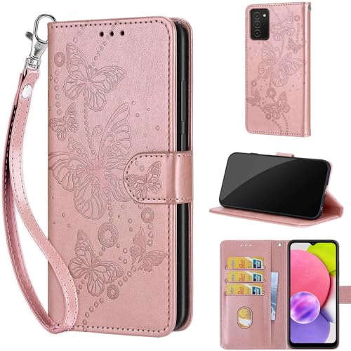 KENHONER Wallet Case for Samsung Galaxy A03s, Rose Gold Butterfly by KENHONER - Used condition - US$7.42