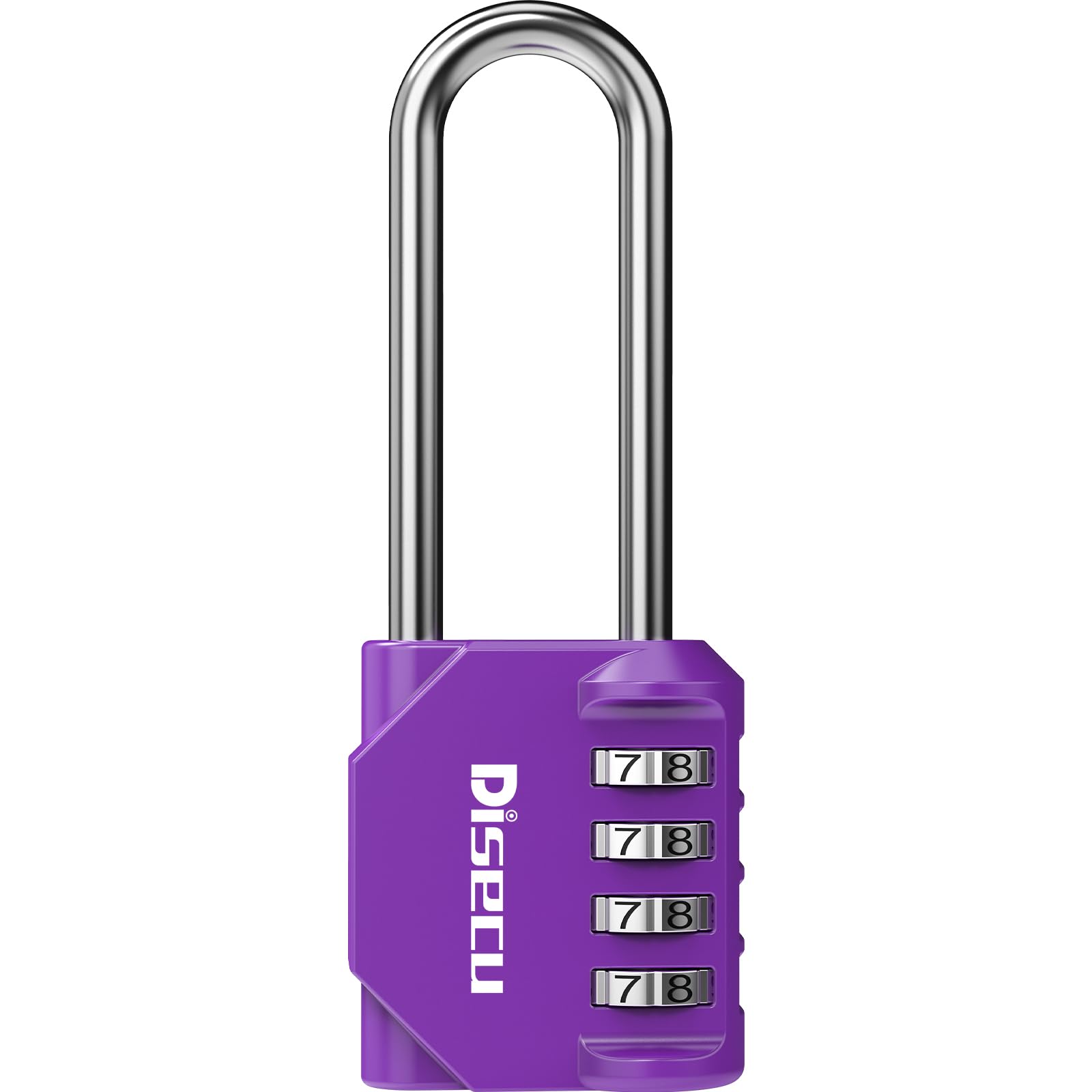 1 Pack disecu 2.6 Inch Long Shackle Combination Lock, 4 Digit Outdoor Waterproof Padlock for School Locker, Gym Locker, Storage Unit, Gate, Fence, Toolbox, Cabinet (Purple)