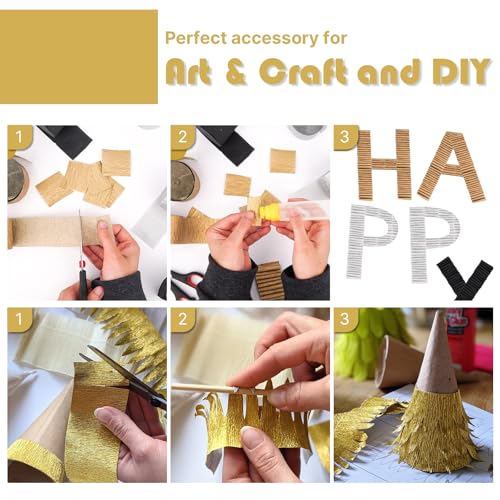 Image of PartyWoo Crepe Paper Streamers 8 Rolls 656ft, Pack of Black, Gold and Silver Party Streamers, Crepe Paper for Birthday Decorations, Party Decorations, Wedding Decorations (1.8 in x 82 Ft /Roll)