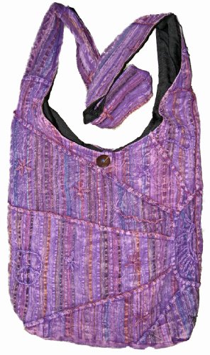 Image of Hand Embroidered Peace and Sunrise Boho Crossbody Hippie Handbag - Unique, Ethical, and Vibrant for the Free-Spirited Soul