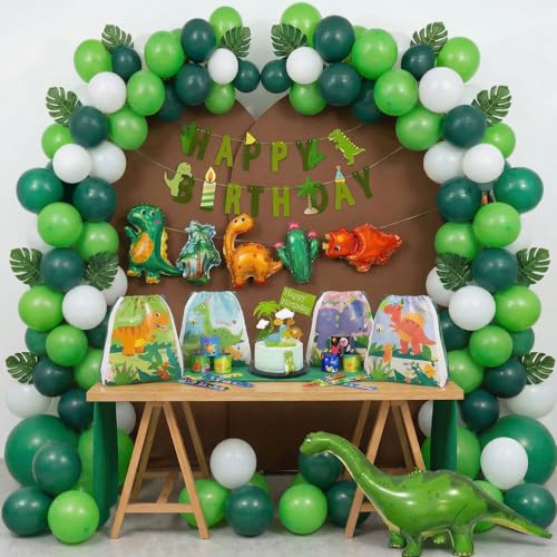 Image of Party Propz Dinosaur Jungle Theme Birthday Decoration Kit with Return Gifts Set - 84 Pcs, Dinosaur Foil Balloon - 50 Inch, Dinosuar Bag Return Gifts, Happy Birthday Decoration Kit for Boys (Cardstock)