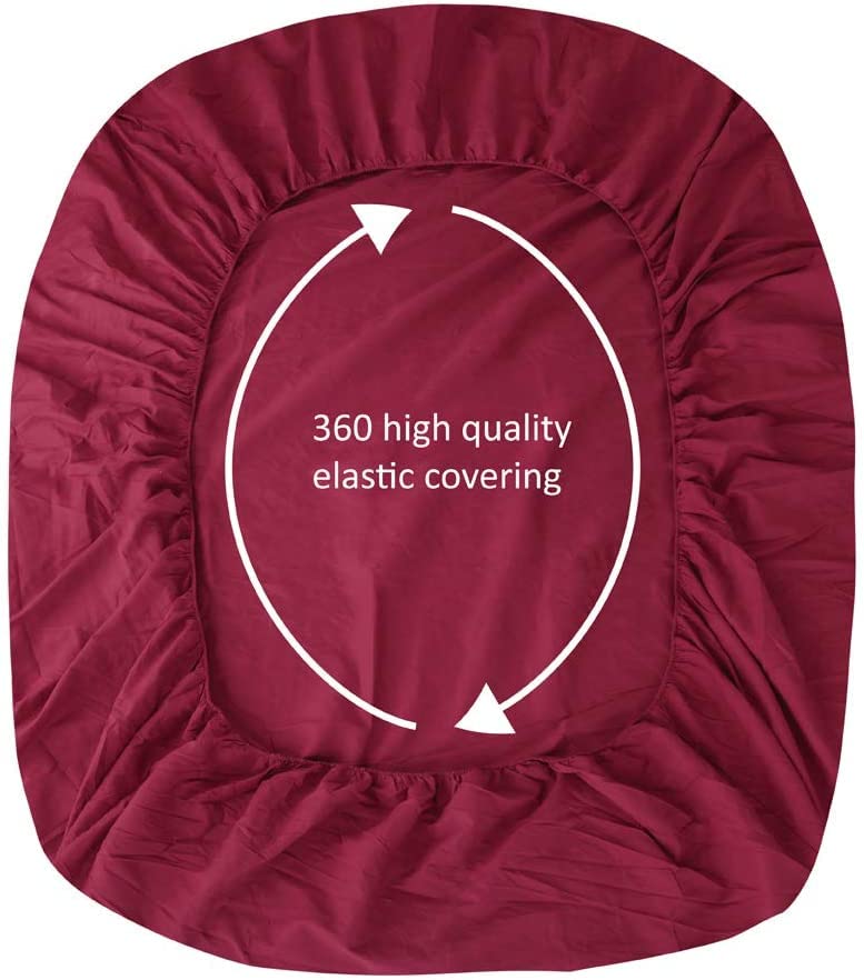 Image of Waterproof Mattress Protector Single Size 78x42 - Waterproof Terry Cotton Mattress Protector /Bed Cover Single Size Bed - Maroon Color - Water Proof Mattress Protector for Kids Urine