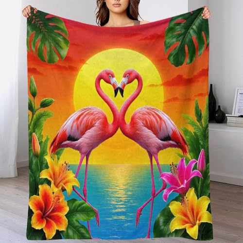 Plaid microfibre flamant rose 3D couverture douillette chaude 150x200 - 6