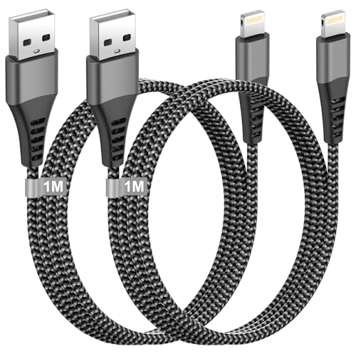 iPhone Charger Cable 1M 2Pack, [MFi Certified]USB to Lightning Cable iPad Charger Cord Nylon Apple USB Cord Fast Charging iPad Lead Wire for Apple iPhone 14 14 Plus 14 Pro 13 12 11 XR XS X 8 7 6 SE 5S