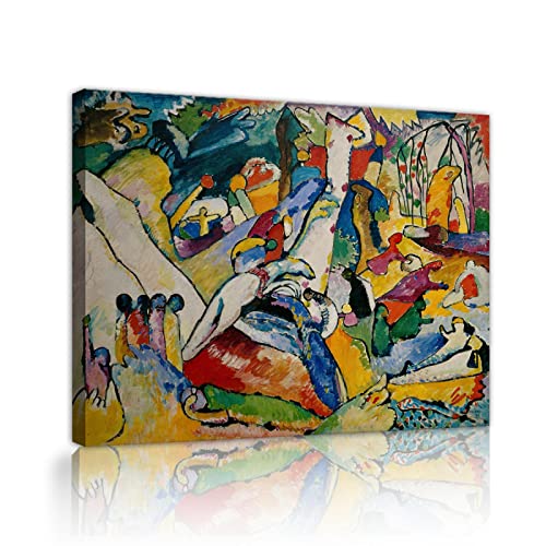 Toile murale abstraite Kandinsky 20x25cm avec cadre intérieur en bois pour décoration chic