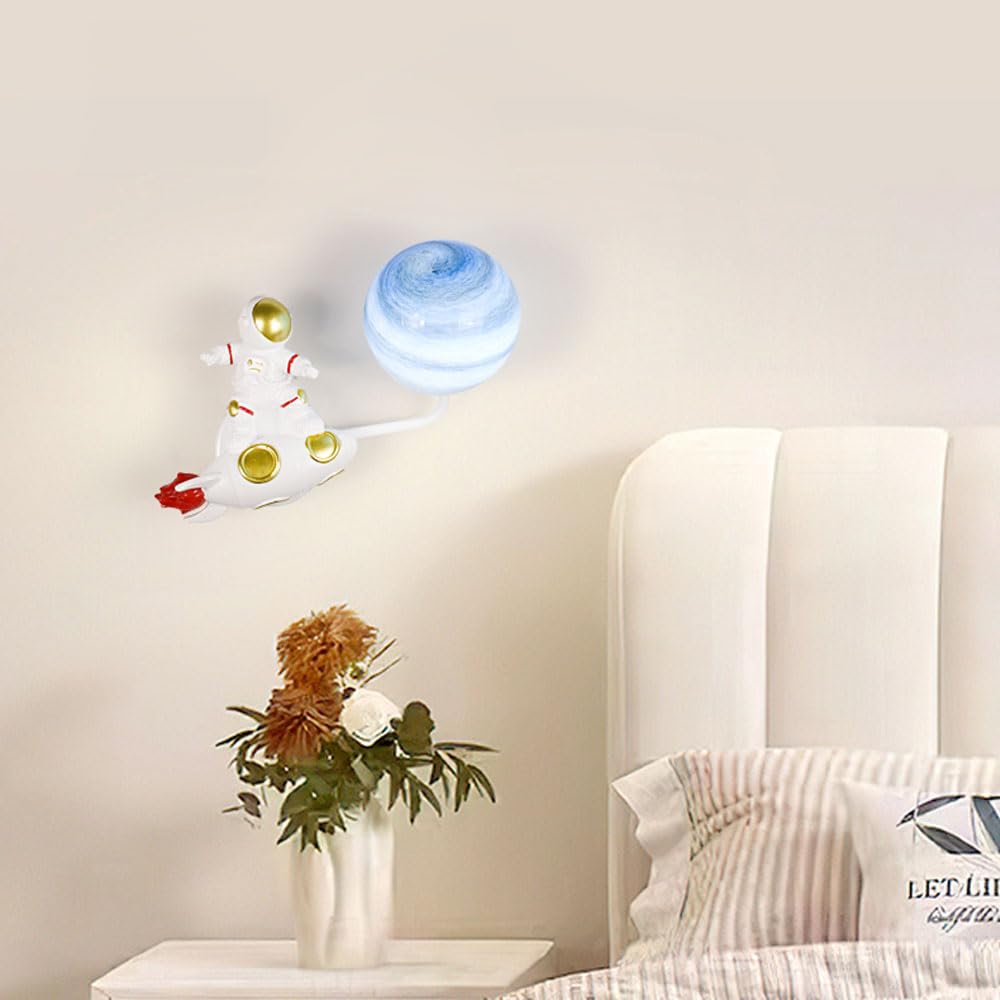 Nowoczesna szklana lampa ścienna LED w kształcie księżyca 3 kolory okrągły styl skandynawski do pokoju dziecięcego zagłówek lub wejścia dla chłopców i dziewcząt