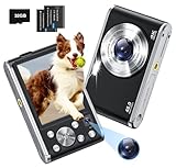 4K Digitalkamera mit Dual-Kamera und 48MP Autofokus, Kompakte Vlogging Kamera für Einsteiger, 16-facher Digitalzoom, HD Fotoapparat inklusive 32GB Speicherkarte