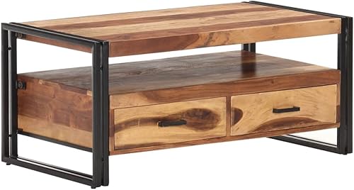 Miniatura 9 de Coffee Table,Elevated Coffee Table, Large Coffee Table for Living Room, Office, Balcony, Study, Family Living Room 39.4"X21.7"X17.7" Solid Acacia