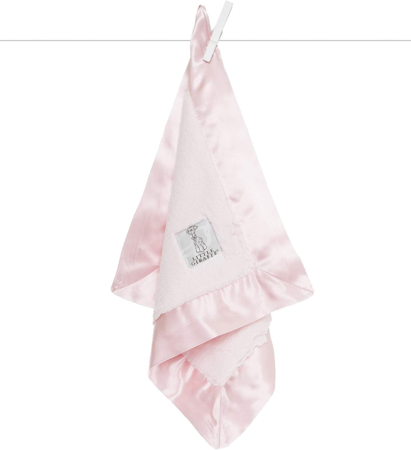 Little Giraffe Luxe Ultra-Plush Mini Blanky 17″×17″ – Baby Security Blanket & Lovey, Faux-Fur Plush with Satin Border, Newborn Infant Snuggle Blanket Gift - Pink