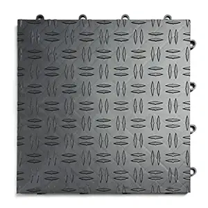 GarageTrac Diamond, Durable Interlocking Modular Garage Flooring Tile (48 Pack), Graphite
