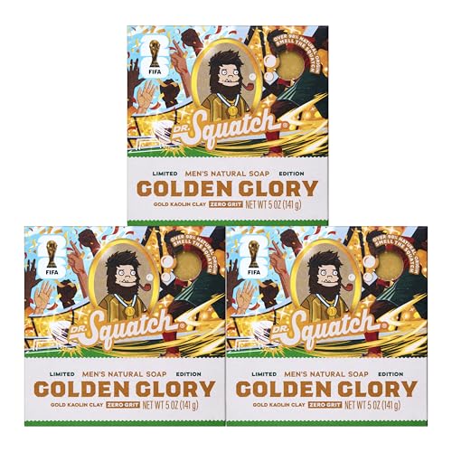 Dr. Squatch Natural Men’s Bar Soap, FIFA Soap (5oz, 3-Pack) | Limited Edition, Cold Process Body Soap Bar with Natural Oils, Gifts for Men (Golden Glory) - image 1